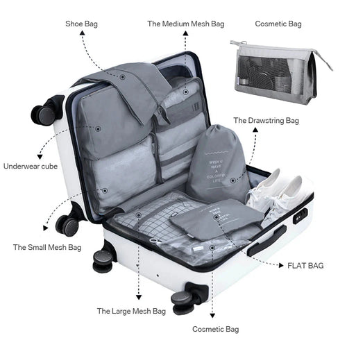 8-Piece Travel Packing Cube Set – Luggage Organizer Bags for Suitcases, Carry-On, Clothes & Accessories