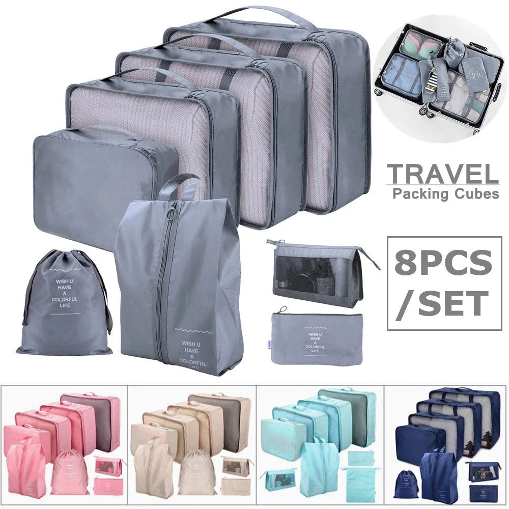 8-Piece Travel Packing Cube Set – Luggage Organizer Bags for Suitcases, Carry-On, Clothes & Accessories